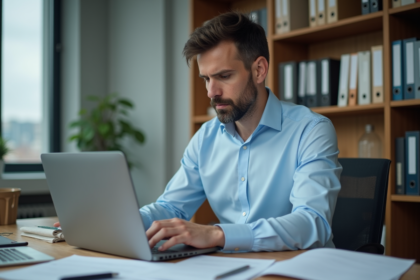 Comptable professionnel en bureau moderne et organisé