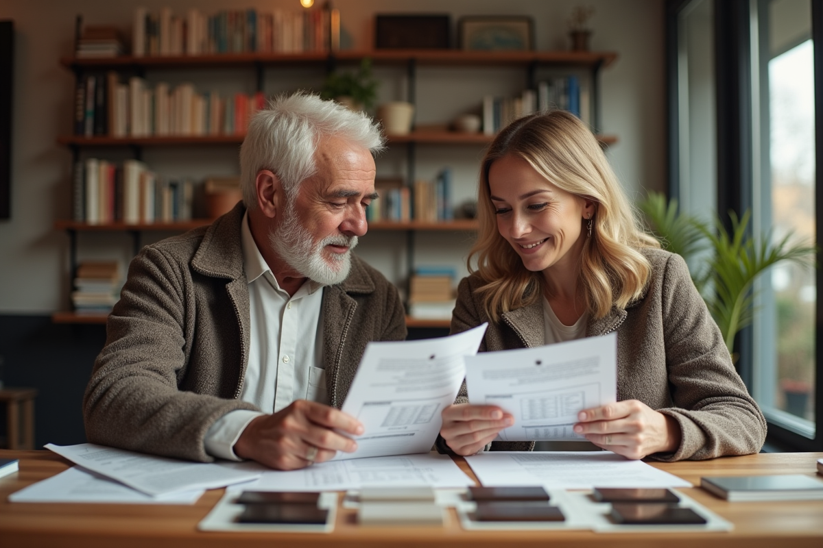 Homme et femme discutant de plaques memorials