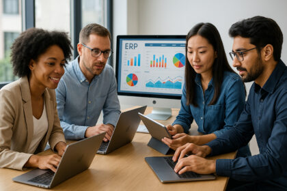 Groupe de professionnels collaborant dans un bureau moderne