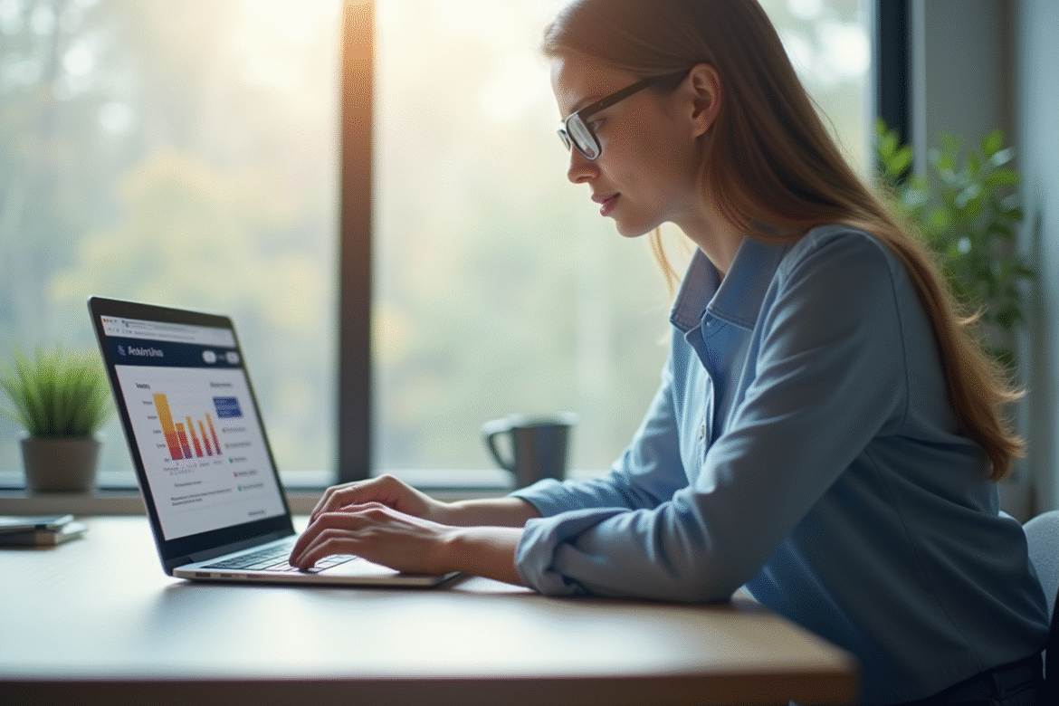 Jeune professionnel utilisant le tableau de bord My Arkevia