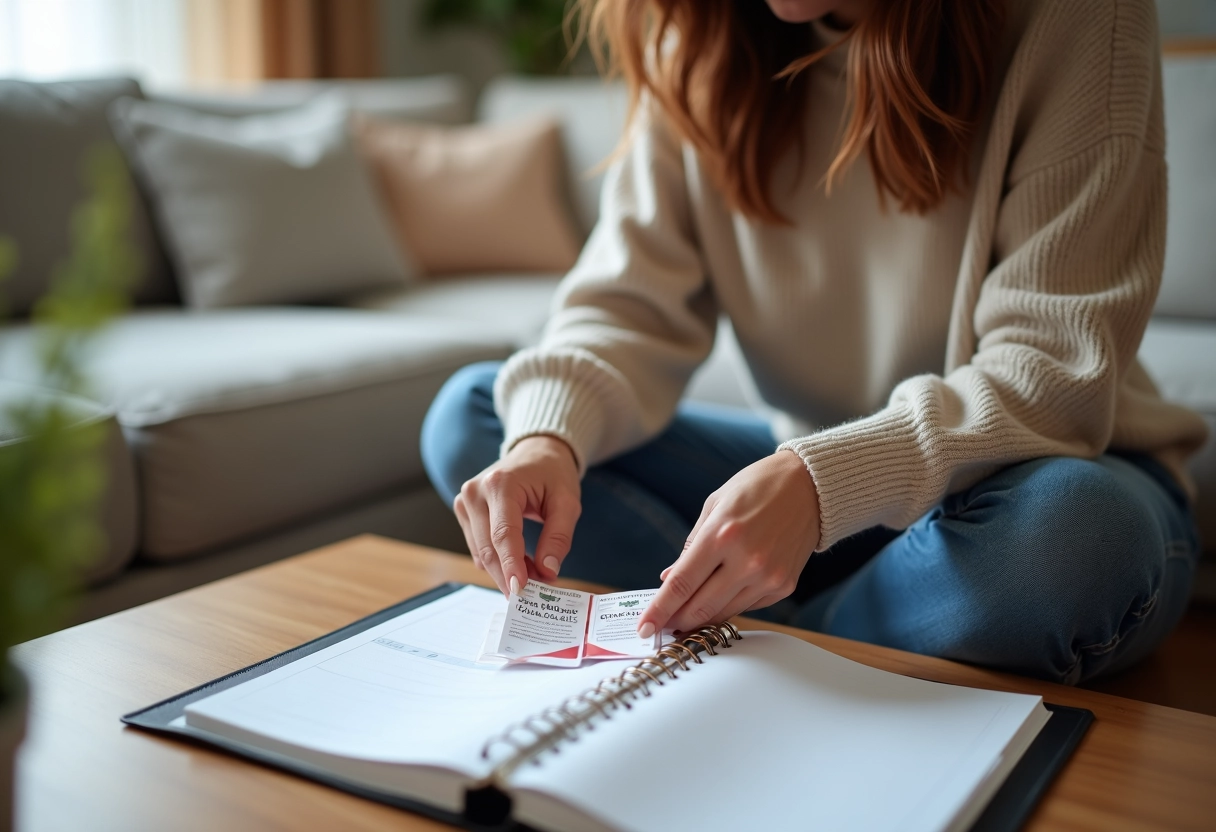 Maman organise des tickets de récompense sur la table