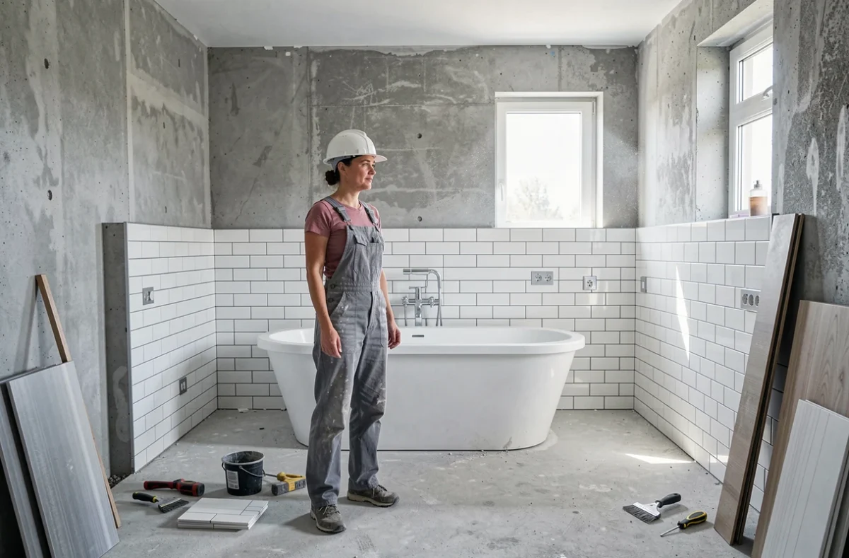 Spécialiste en rénovation de salle de bains de M.J Créations au travail à Trégueux