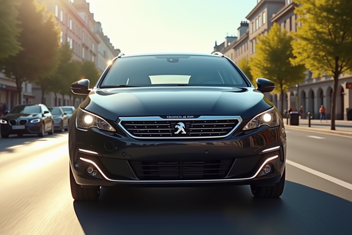 Peugeot 308 GT Line automatique en ville ensoleillée
