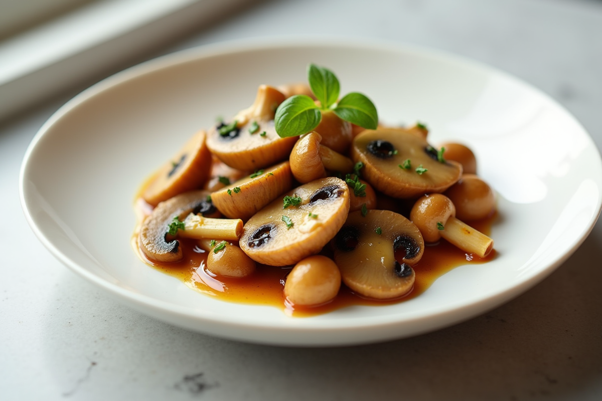 Plat de chanterelles sautées avec herbes fraîches